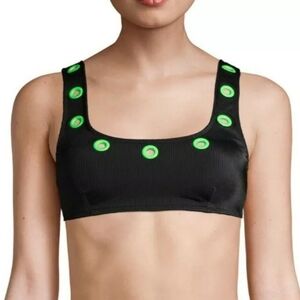 Black Crop Top with Green Accents